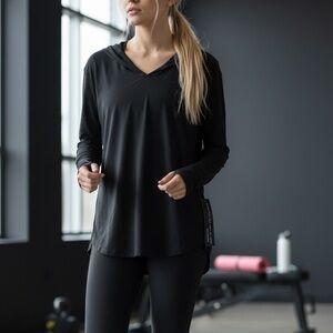 Attitudes by Renee Women's Black V-Neck Jersey Top